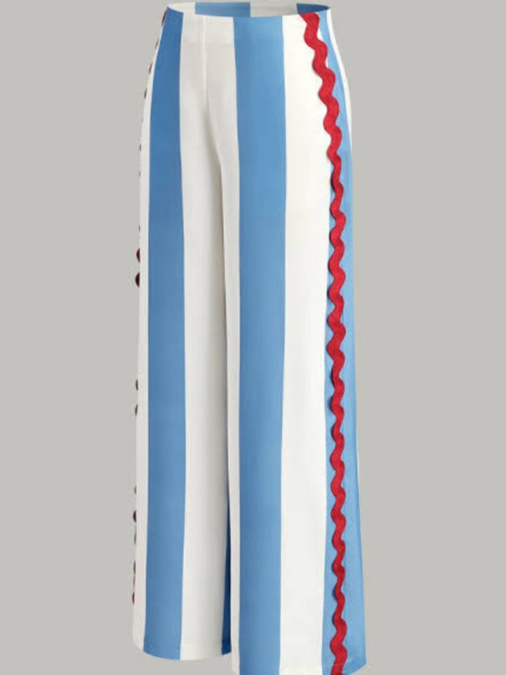 COMMENSE Striped Pocketed Pants With Ric Rac Trim Blue White Size S